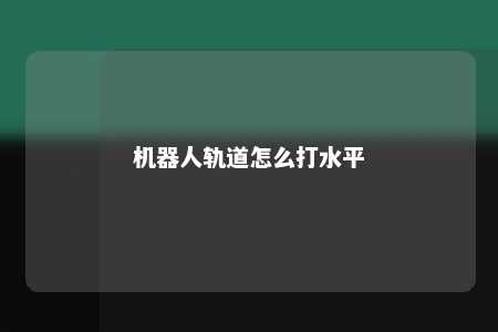 机器人轨道怎么打水平 